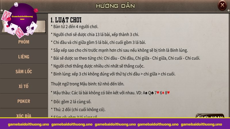 Mậu binh đưa ra luật chơi rõ ràng