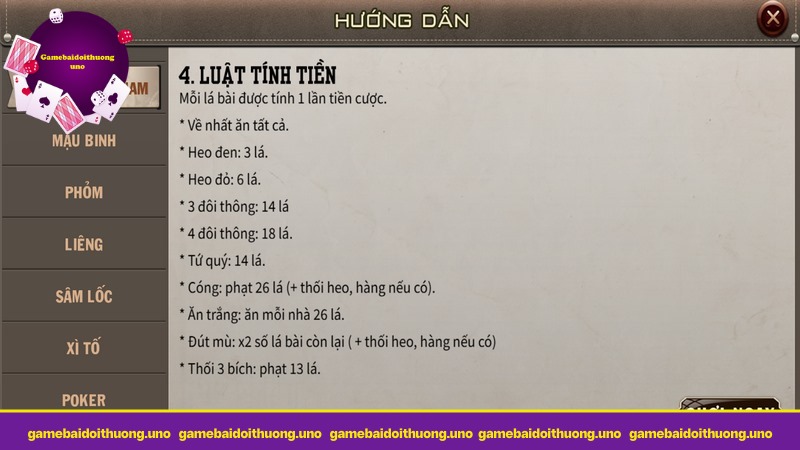 Luật tính tiền game đưa ra rất rõ ràng