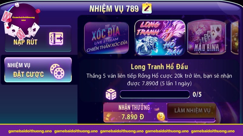 Nhiệm vụ đặt cược hoàn thành bet thủ sẽ được nhận thưởng