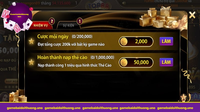 TOP88 mang đến cho người chơi những nhiệm vụ hấp dẫn