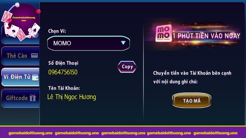 MoMo là một trong những ví điện tử phổ biến khi nạp