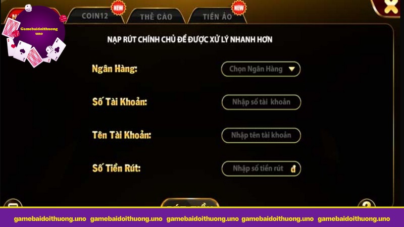 Để rút tiền GO88 qua ngân hàng hãy điền chuẩn xác thông tin