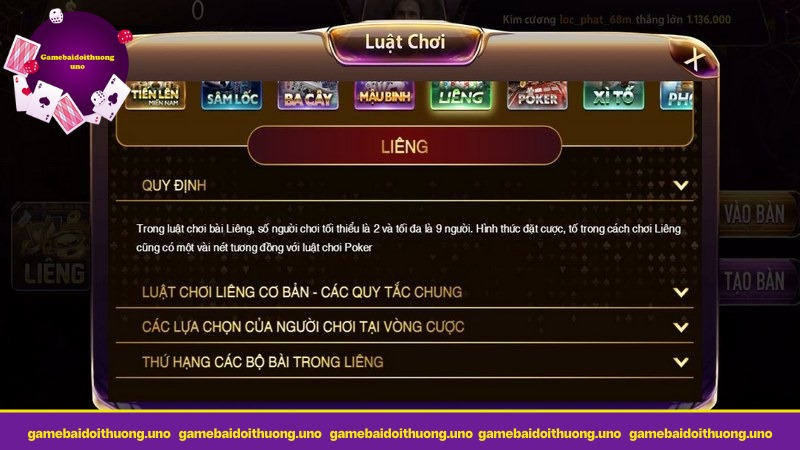 Tìm hiểu luật chơi Liêng